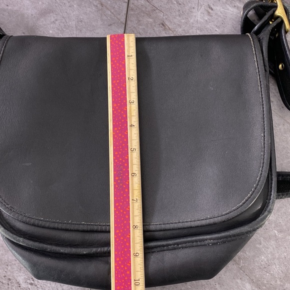 Vintage Coach Patricia's Legacy 9951 Black Leather Front Flap Shoulder Bag Brass - Picture 15 of 16